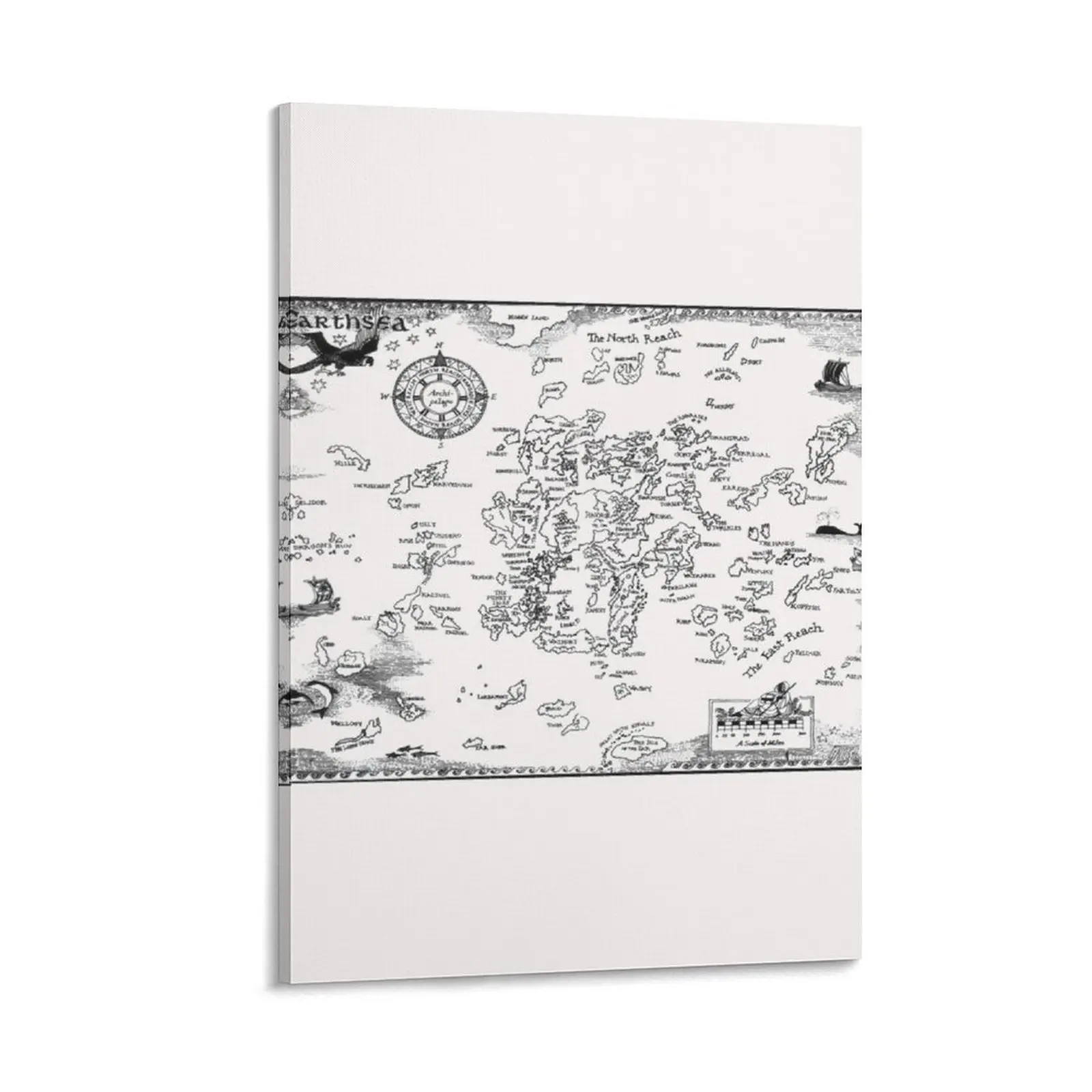 

Earthsea Map Black Design Canvas Painting decorative items for home japanese room decor bedrooms decorations