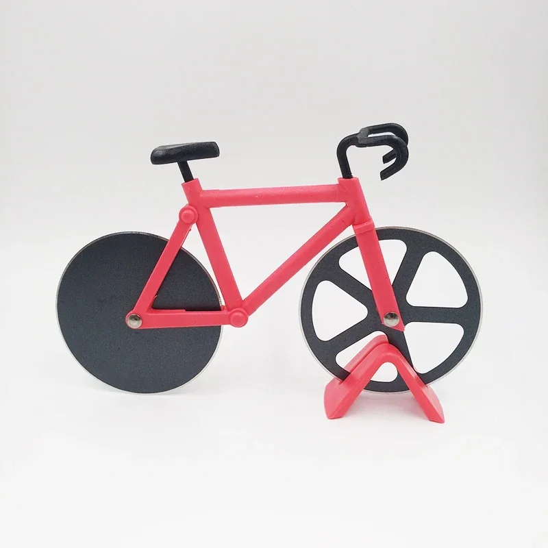 Bicycle Pizza Cutter-Stainless Steel Non-Stick Cutting Wheels-Display Stand A very Cool Gift for Christmas by Leeseph
