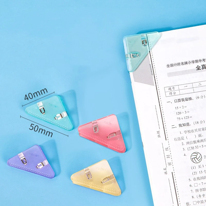 4 PCS Corner Paper Clip Set Transparent Color Anti Skip Book Documents Binding Clips School Office Stationery