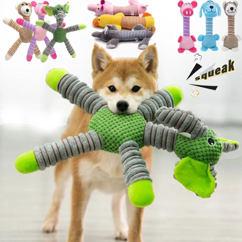 

Indestructible Large Dog Sound Squeaky Toys Animals Shape Pet Soft Plush Chew Molar Training Toy Puppy Bite Teeth Dental Toys