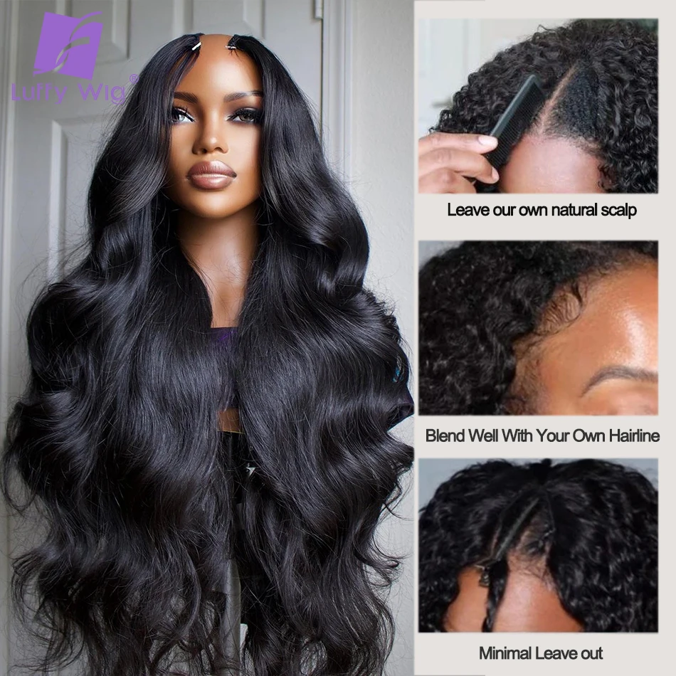 V Part Wig Human Hair Body Wave Brazilian Remy Hair VPart Wigs No Leave Out Glueless 180 Density U Part Wig For Black Women Luff