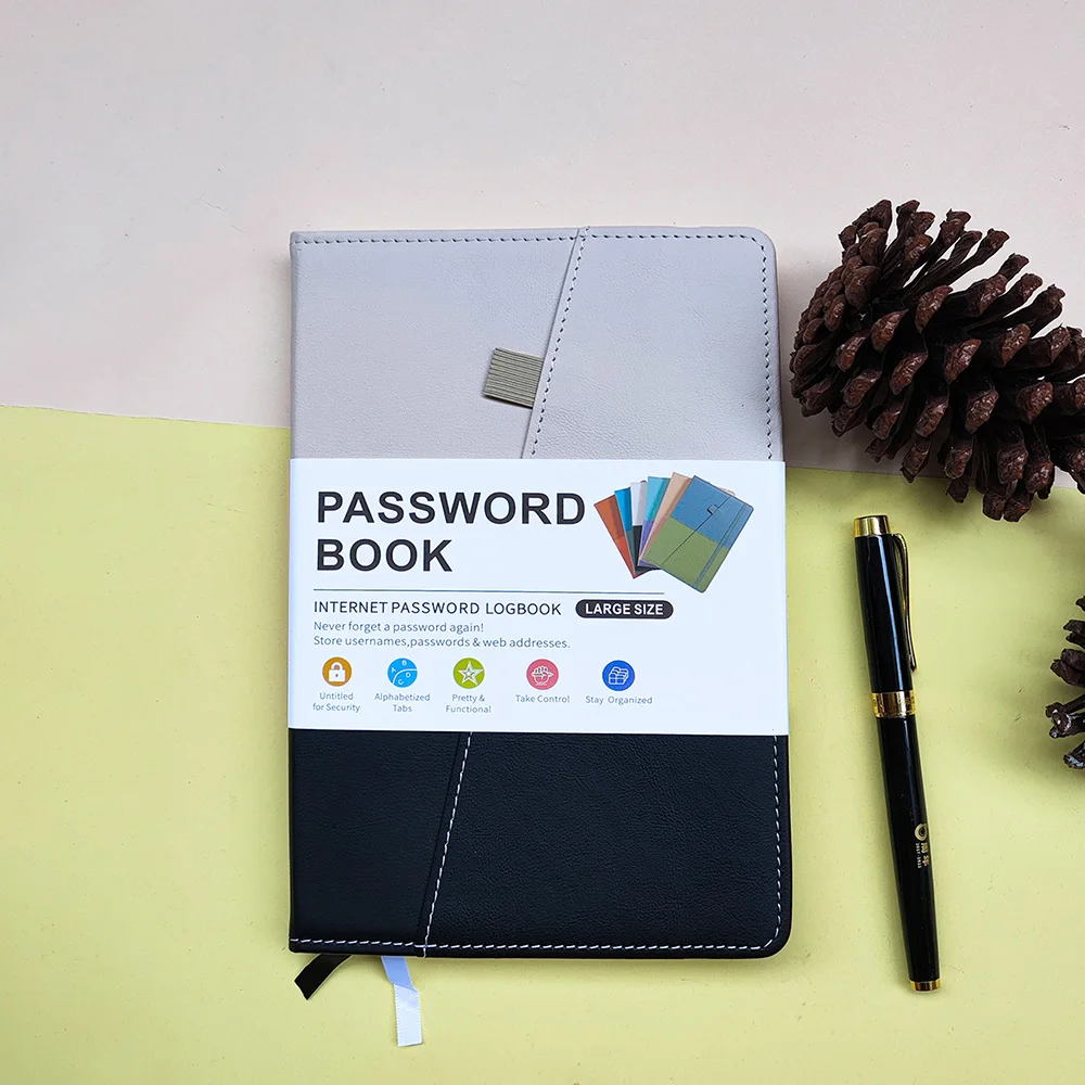 A5 Website Password Notebook with letter label Binding solid color hard-faced English address book Telephone book record