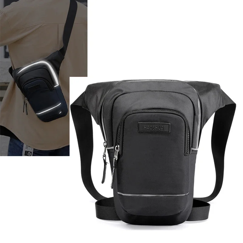 

Motorcycle Rider Reflective Drop Leg Bag for Men Travel Messenger Cross Body Hip Thigh Bags Male Nylon Belt Waist Fanny Pack New