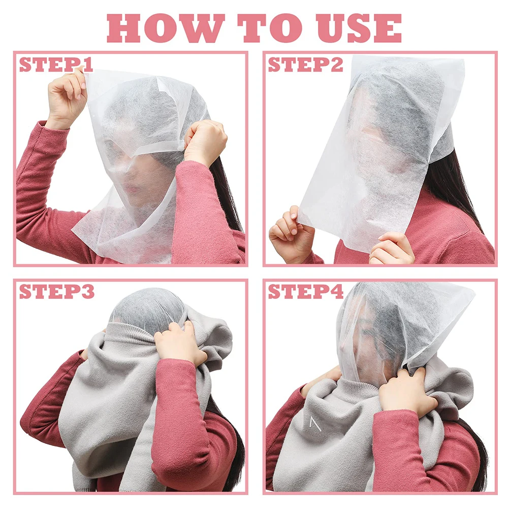 Face Makeup Protector Hood Disposable Cosmetic Mask Makeup and Clothing Protector Non-Woven Dress Face Cover 50/100 Pieces face makeup protector