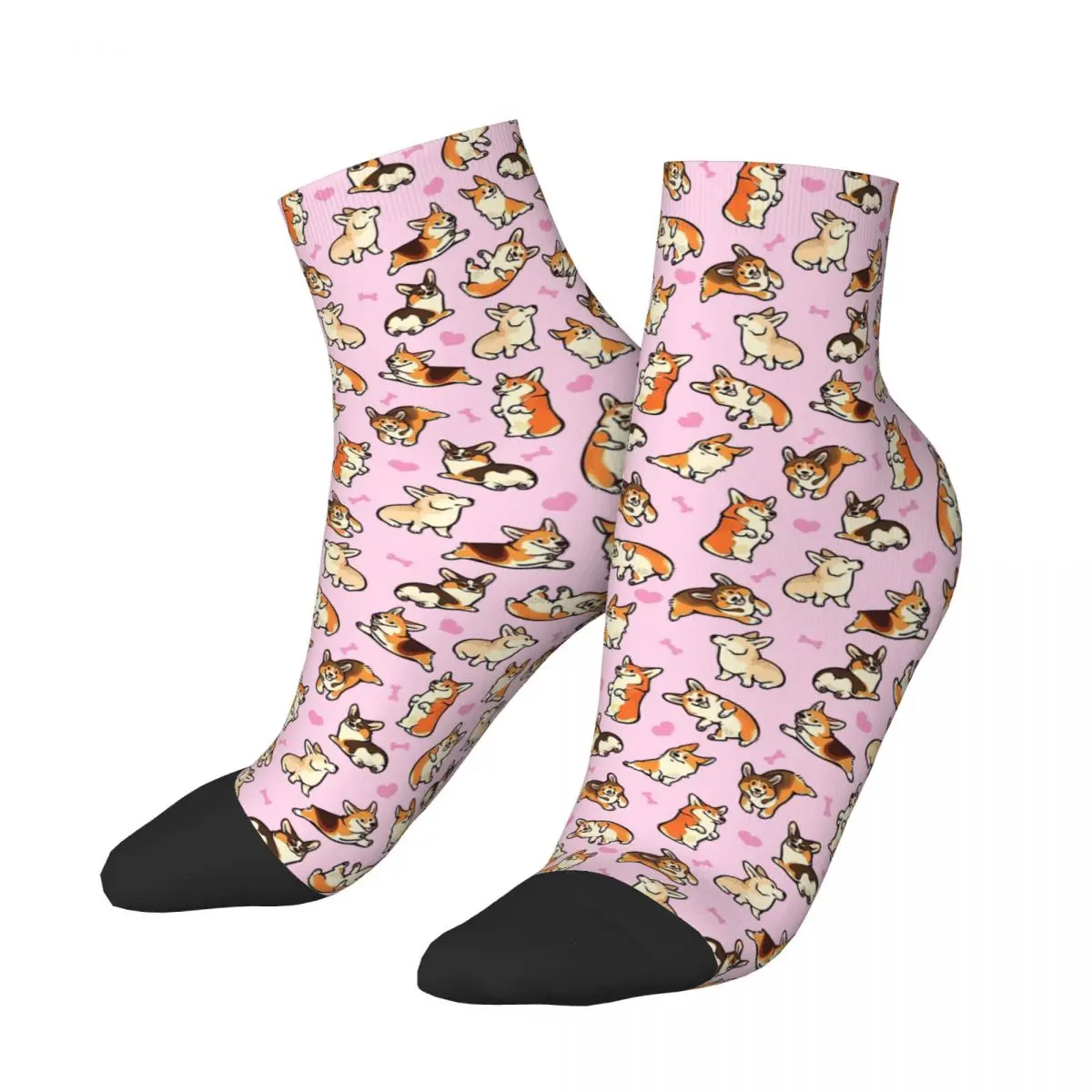 

Corgi Lovey In Pink Men Women Socks Cycling Novelty Spring Summer Autumn Winter Stockings Gift