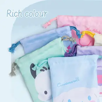 Sanrio Storage Bag Cosmetic Bag Miscellaneous Cartoon Cute Bunny Pocket Children Student Small Drawstring Polyester Cloth Bag 2