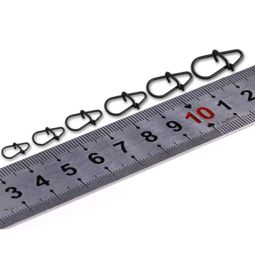 100PCS Portable Matte black Line tackle Durable Fast lock Connector Oval Split Rings Fishing Hanging Snap Barrel Swivel