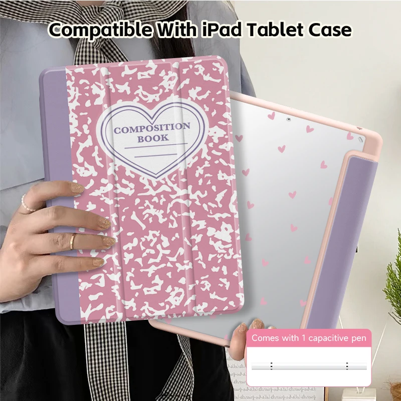 Versatile iPad Case with Sleep/Wake Feature and Pen Slot - Double-Sided Printing Design