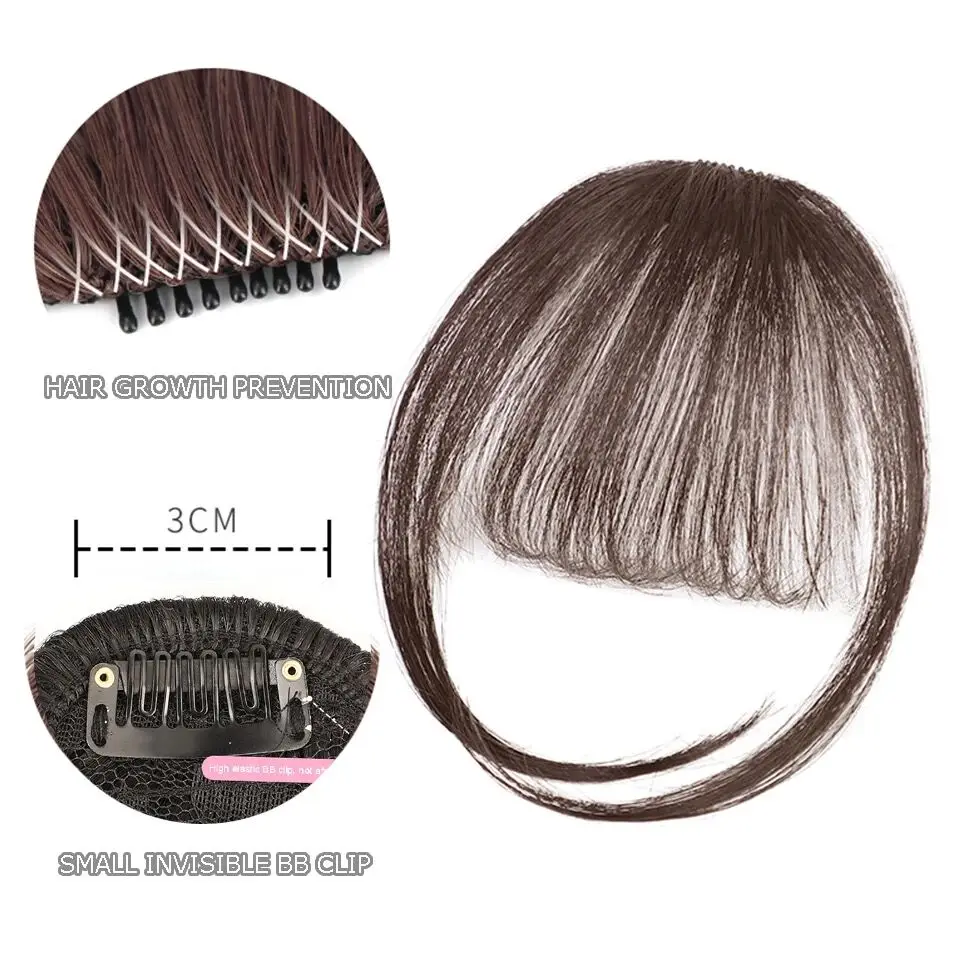 Synthetic Straight Fringe Bangs Hair Extension With Temples Easy To Wear Clip In Bangs For Women Invisible Synthetic Bang Hair hair bangs