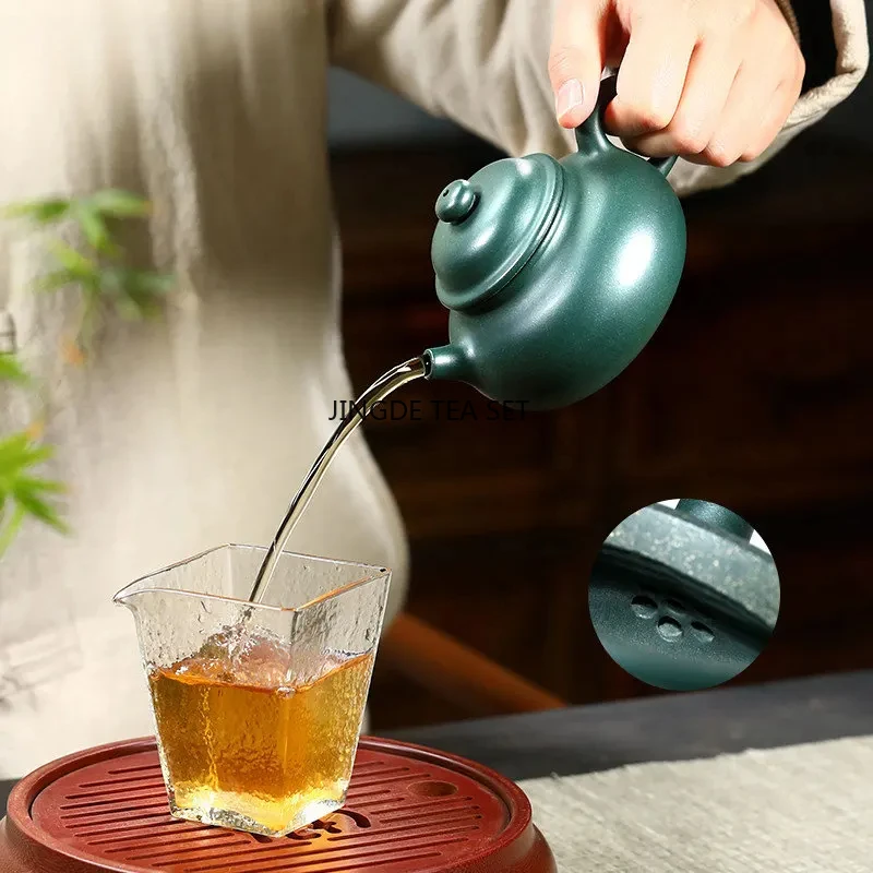 220ml Yixing high-end Yixing purple clay teapot original ore green clay handmade kung fu tea set China