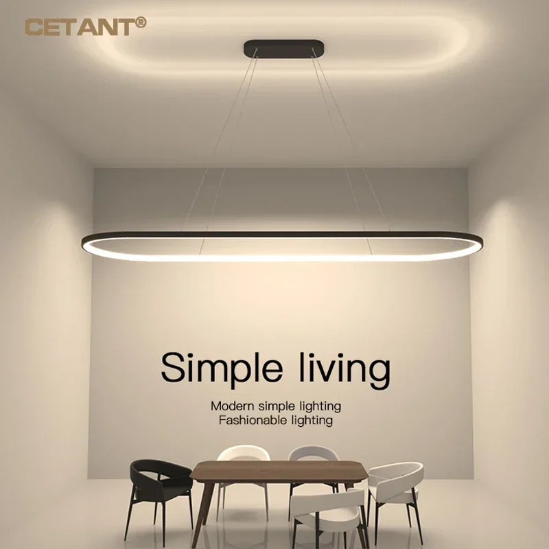 Modern LED Pendant Light Simple Line Lamp For Living Room Dining Room Bedroom Black  White Haning light Home Decor Lightings