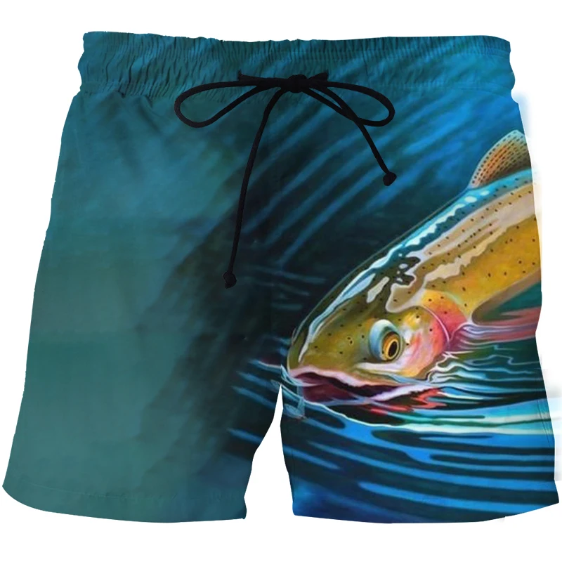 3D Landscape Fish Summer Pants Sports Beach Pants Animation Printed Comfortable Casual Quick Dry Men's Surf Pants Fitness  2023 4