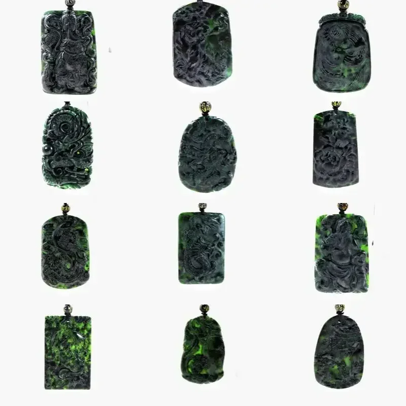 

Various Types Chinese Black Green Jade Pendant Natural Obsidian Necklace Charm Jewellery Fashion Amulet Gift Men Women