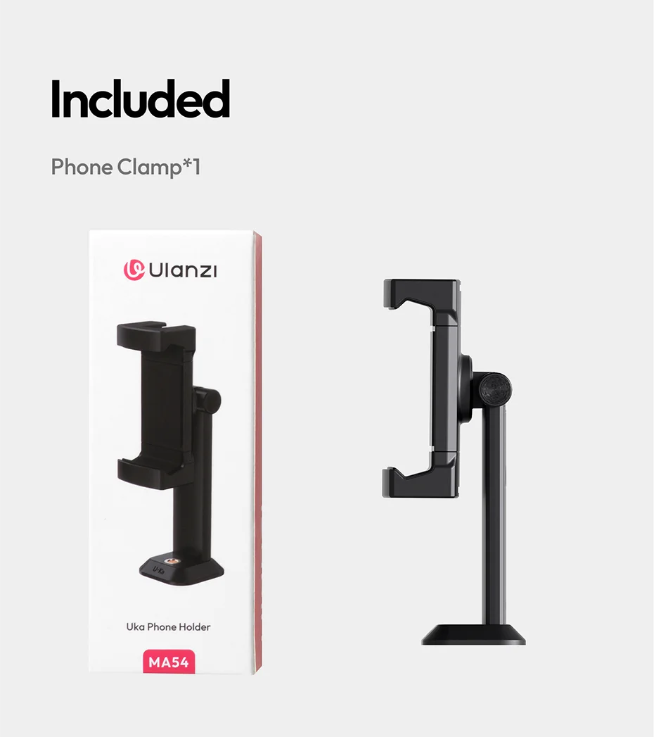 Phone Holder Rotatable Phone Clip with 1/4' Screw Hole & Uka Base Clamp 60-105MM