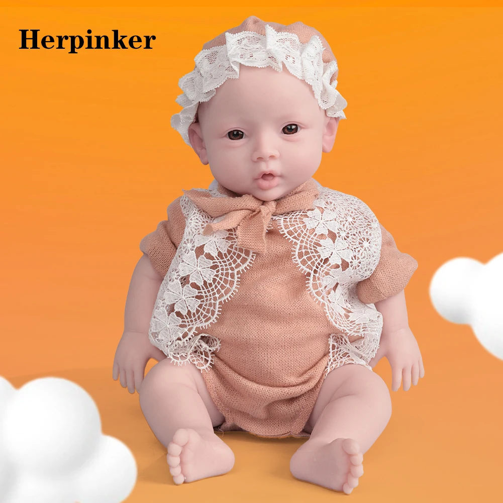 Herpinker 47cm 3KG plný silikon reborn děťátko 18.5inch děťátko děvče hoch panenka hraček měkké silikon realistický hraček bebe děti dar