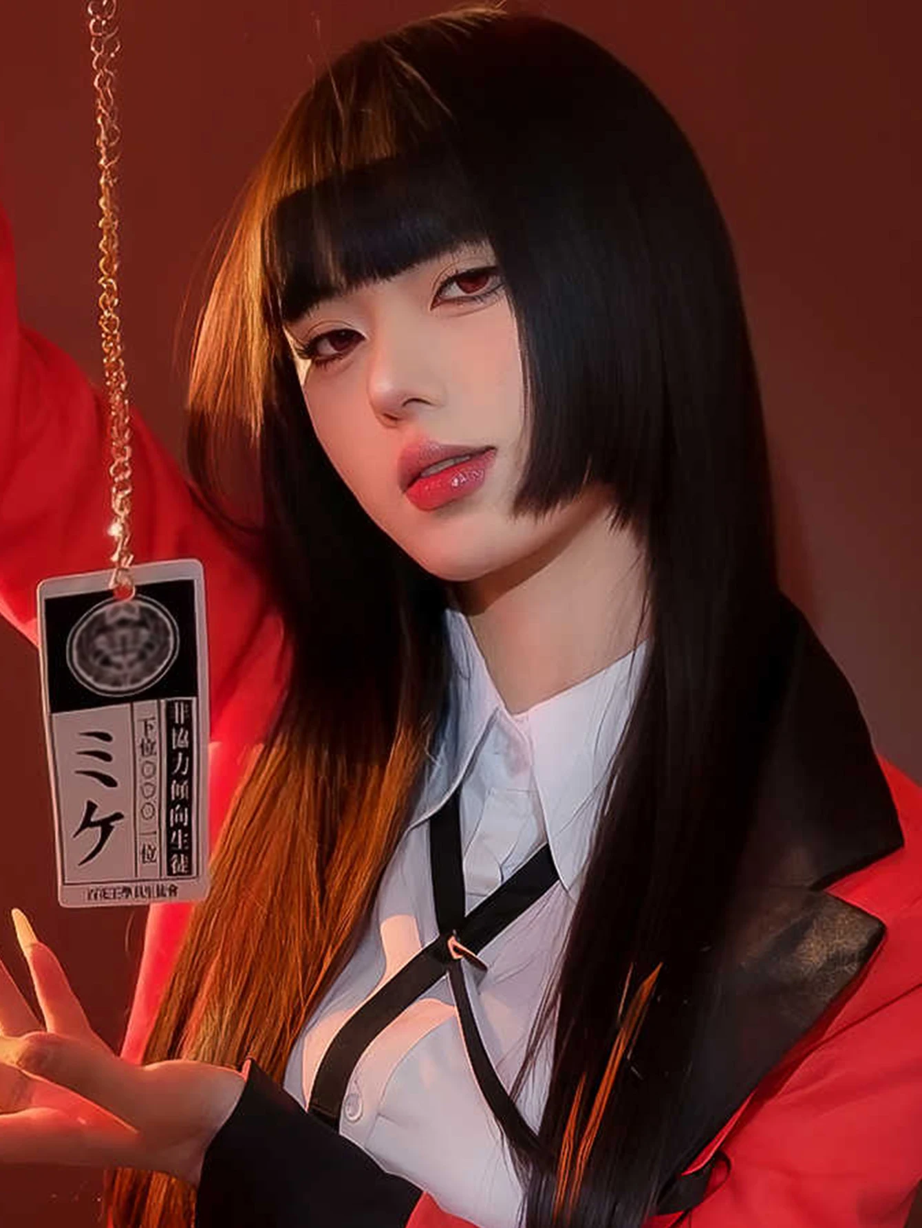 Black Synthetic Straight Wig with Bangs for Women Cosplay Party