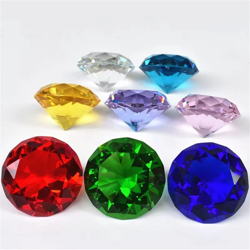 10 Colors Crystal Diamond Shaped Paperweight Decorative