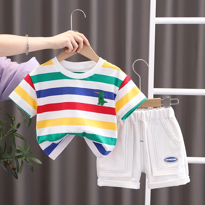 Geest verkorten bungeejumpen Snelle Levering Zomer Katoenen Peuter Jongen Kids Regenboog Kleding Set  Voor Baby Boy Shirts Mouwloze Top + Jeans 1 2 3 4 Jaar| | - AliExpress