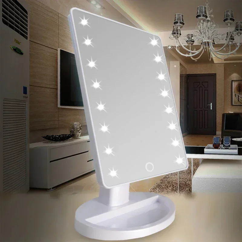 Makeup Mirror 16/22LED Makeup Mirror Square Battery USB Rechargeable Dual-use Beauty Mirror Touch Screen Vanity Brightnes Cosmetics