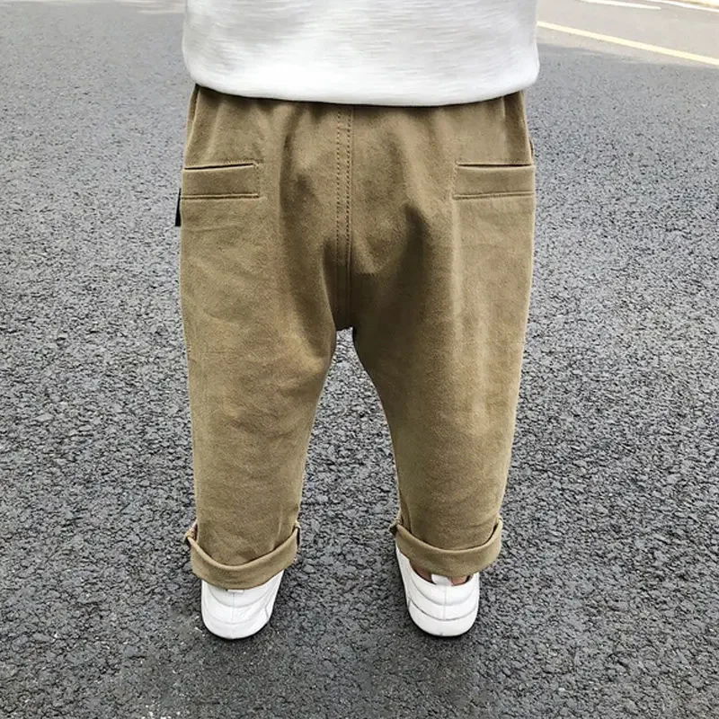 1-9Y Spring Autumn Kids Children Pants Baby Boy Cotton Washed Casual Trousers Elastic Waist Straight/Harlan Multiple Styles boys pants