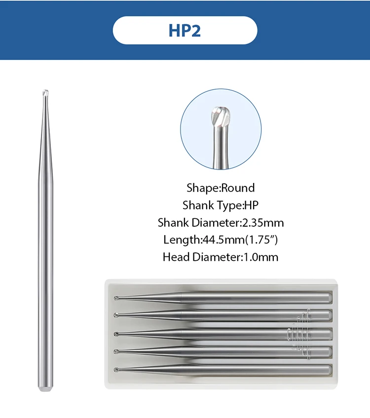 5 Stück/Box AZDENT Dental Wolframkarbid-Bohrer Runde HP-Bohrer 2,35mm für Gerade Handstücke oder Mikromotor-Handstücke in der Zahnmedizin – Detail 3