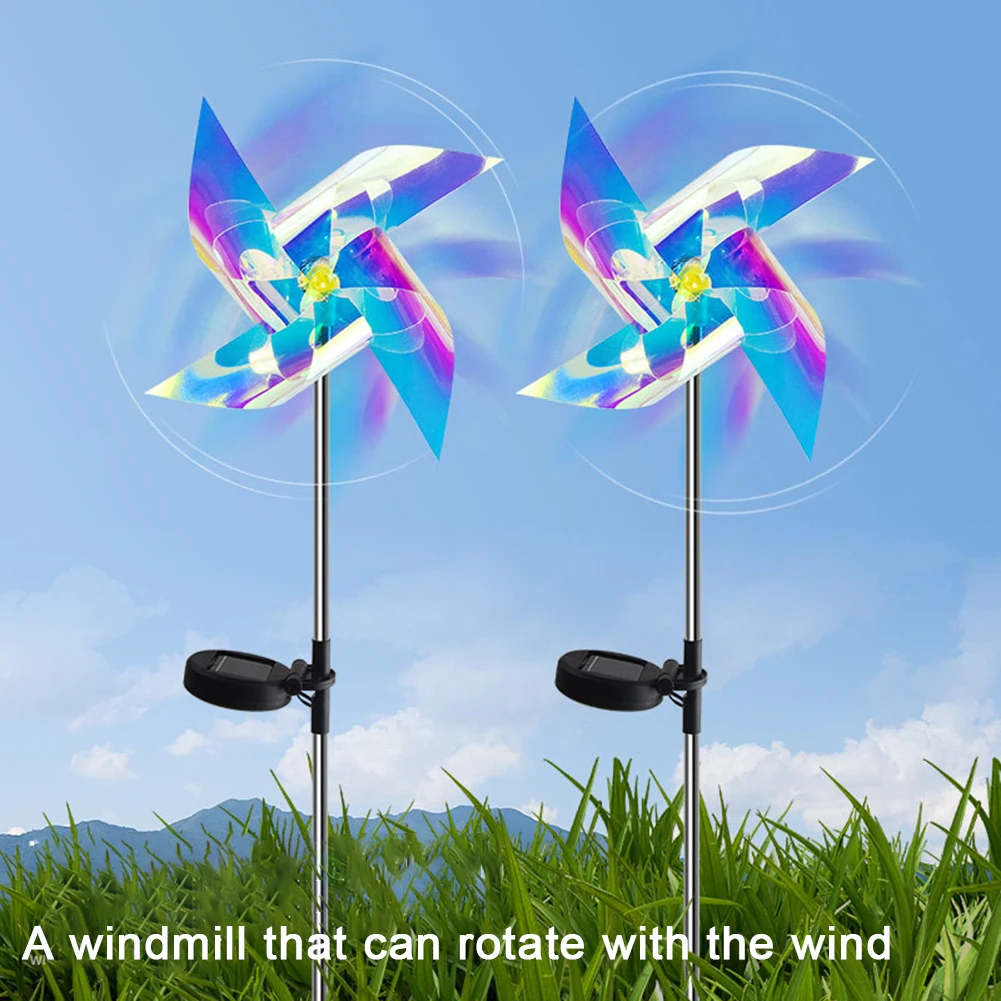 

66CM Solar Windmill Lights With 2V120MA Solar Panel IP65 Waterproof Energy Saving Auto On/off Outdoor Courtyard Lawn Lamp