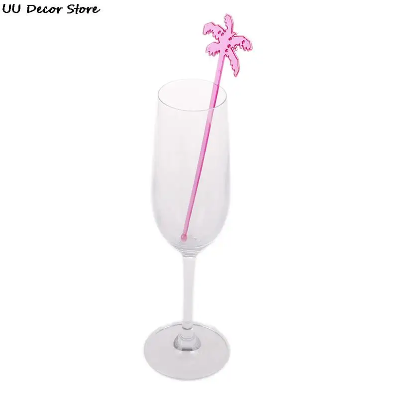 Plastic Night-club Drink/Wine Decor Coconut Tree Cocktail Swizzle Sticks Drink Stirrer Coffee Muddler Puddler 50pcs