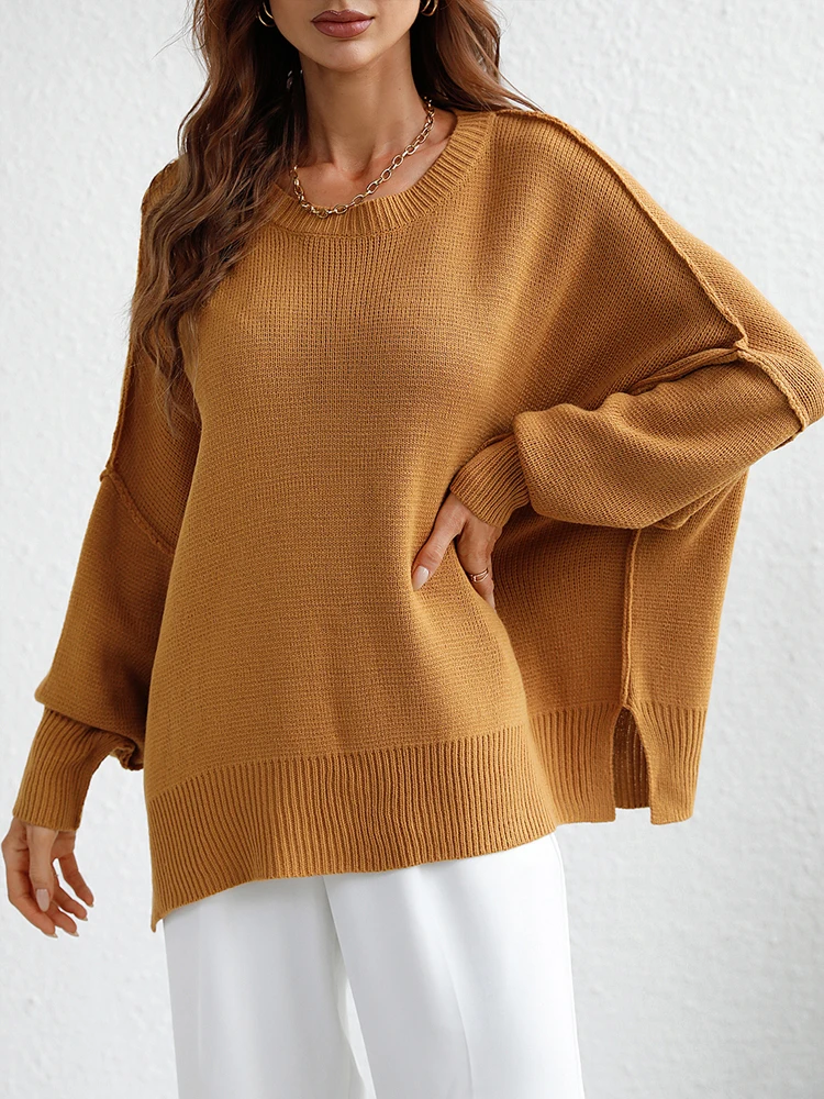 Maglione Autunno 2025 Donna CFLONGE: Pullover Casual A Pipistrello Con Spalle Scoperte (Maniche Lunghe)
