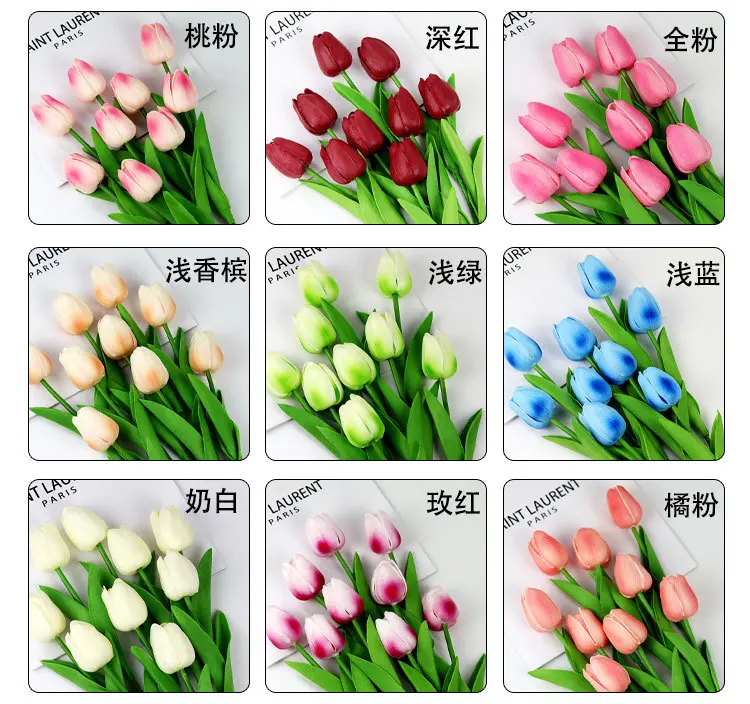 Artificial Flowers 1PC 34cm PU Tulip Real Touch Bouquet for Christmas Halloween Wedding Home Party Decoration