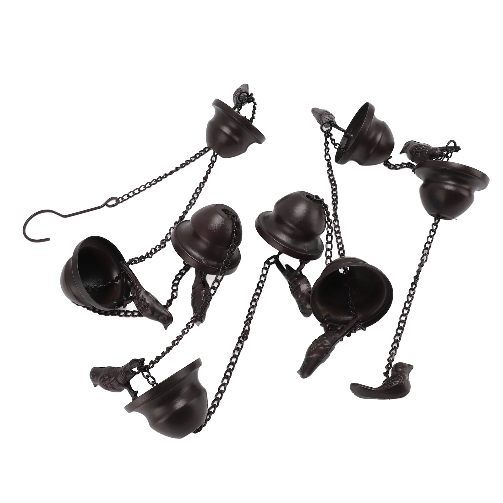 2.4m Birds On Cup Rain Chain for Gutters Decorative Rain Chimes for Outside Vintage Garden Rainwater Diverter Catcher Chains