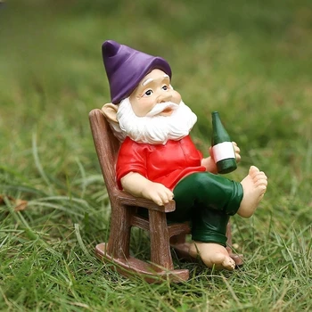 Cartoon Gnomes Statue Outdoor Garden Yard Decorations Cute Funny Dwarf Statue Middle Finger Gnome Creative Tree Hanging Ornament