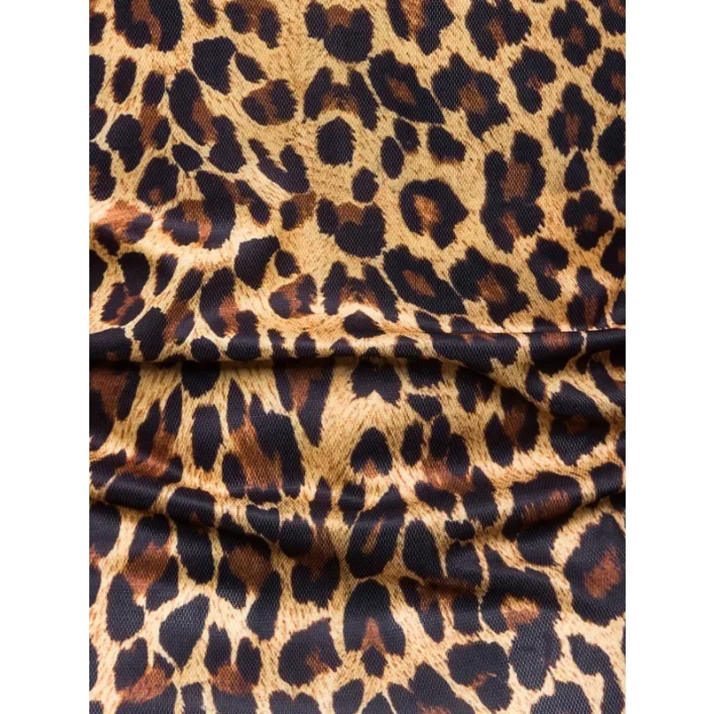 1pc Men's Fashion Leopard Print Short Sleeve Breathable Lapel T-shirt