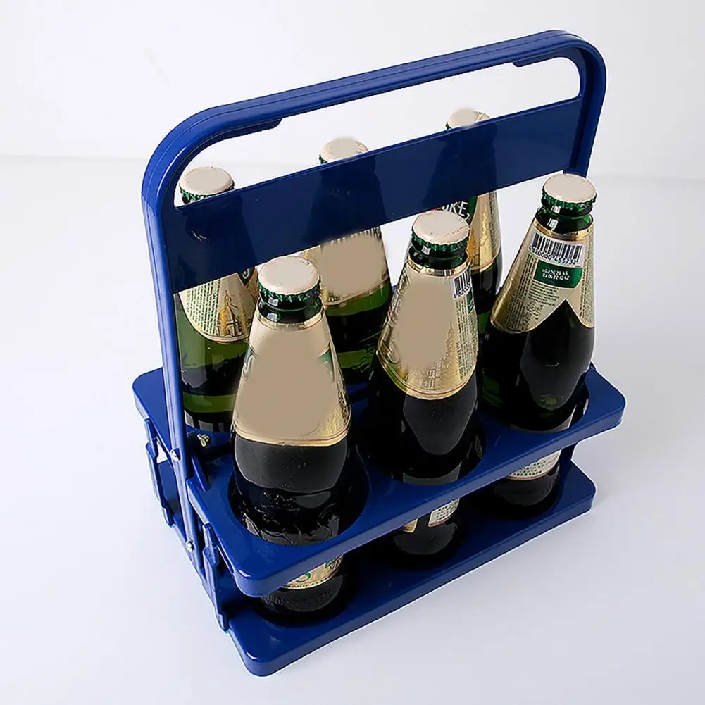 Wine Bottle Rack 6 Pack Foldable Reusable Shatterproof Portable KTV Handheld Beer Rack for Bar
