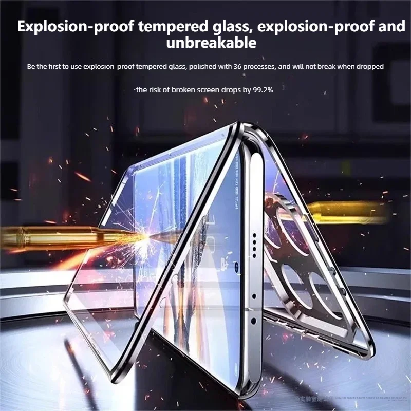 Ultra HD Dual-Sided Metal Magnetic Protective Phone Cover with Anti-Fingerprint Glass
