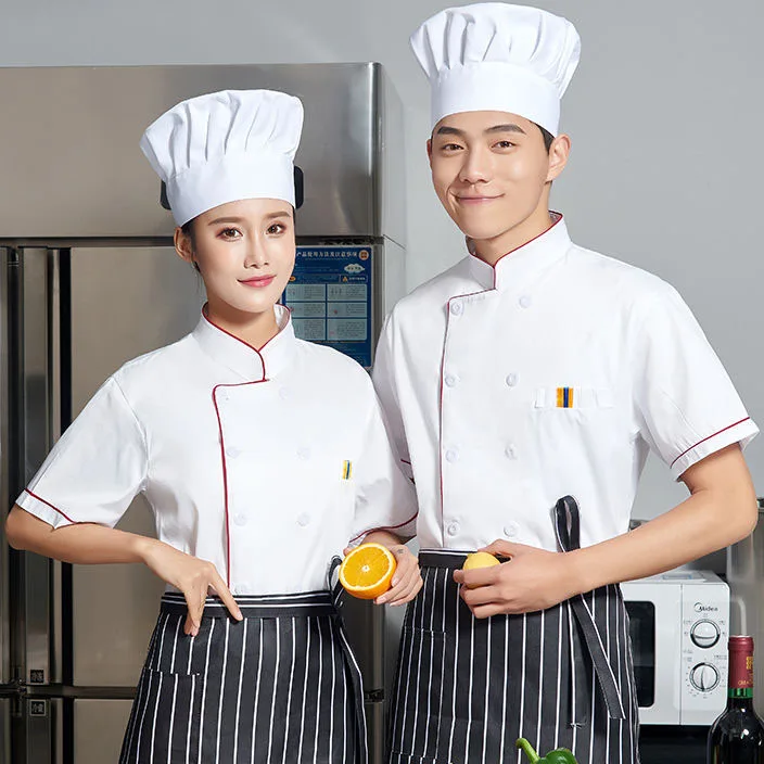 Chef Uniform Men Kitchen Chef Restaurant Breathable Double Breasted Chef Dress Women Jackets Apron