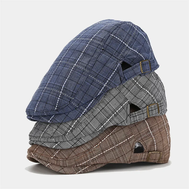 Casquette gavroche imprimé géométrique coton homme femme