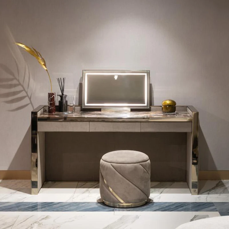 

Italian dresser, high-end marble countertop, bedroom, modern simple dresser, luxury high-end Internet red makeup table