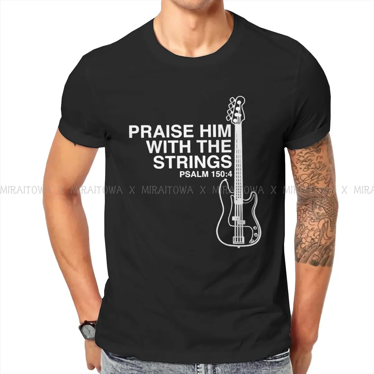 

Praise Him Christian Bass TShirt For Male Guitar Rock Clothing Style T Shirt Comfortable Print Fluffy Creative Gift