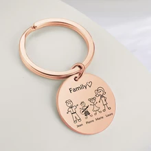 

Family Keychain Original Boy Girl Name Custom Member Personalized Kid Mom Dad Stainless Steel Key Ring Gift For Man Women Baby