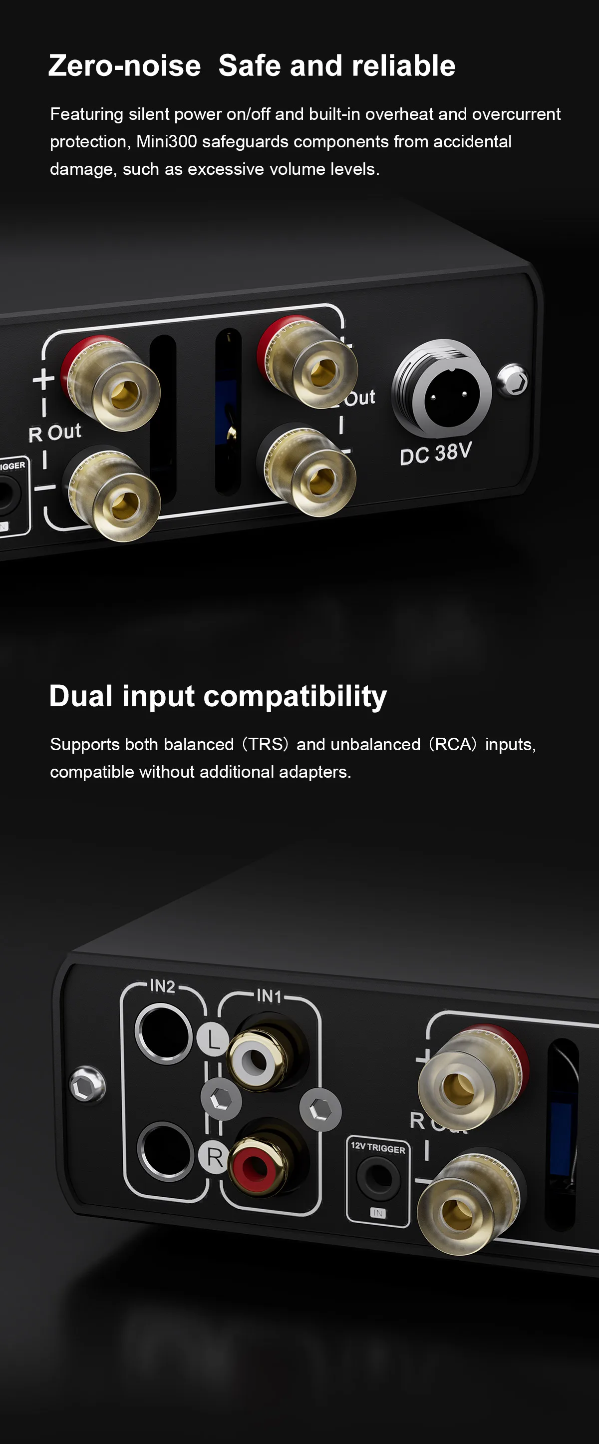 TOPPING Mini 300 Kompakter Desktop-Leistungsverstärker, 140 W x 2 TRS/RCA-Eingang, vollsymmetrischer Verstärker – Detail 8