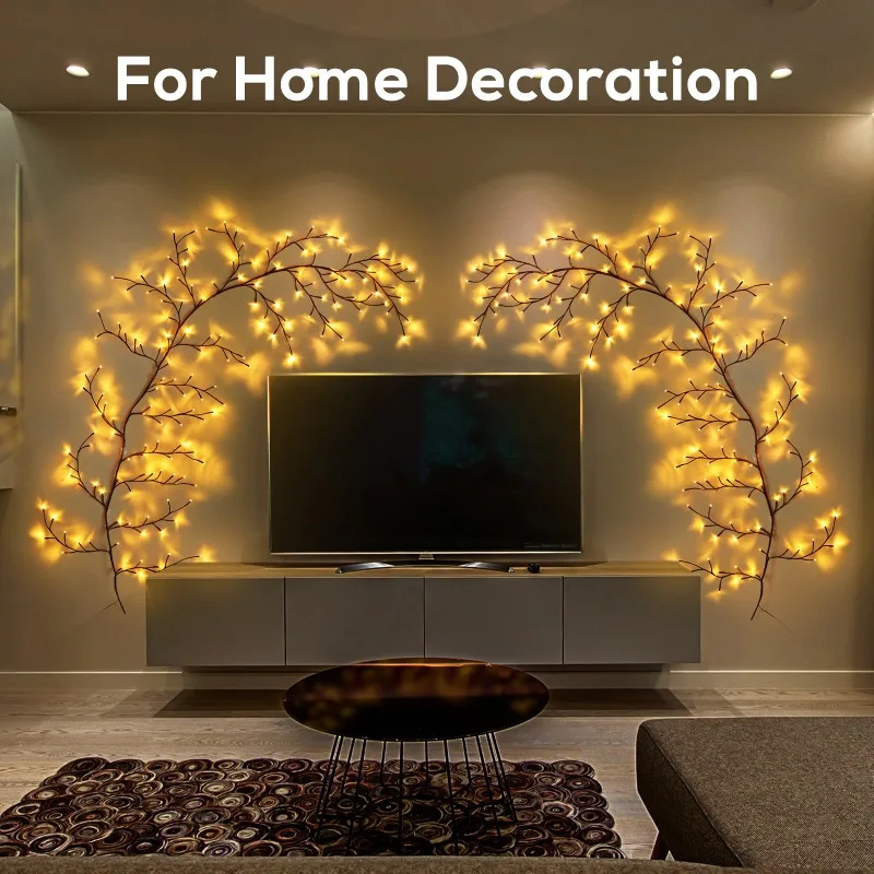 USB Lighted Rattan Branch Lamp Warm White LED Twig String Lights 8 Modes Remote Control for Indoor Bedroom Mantel Festival Decor