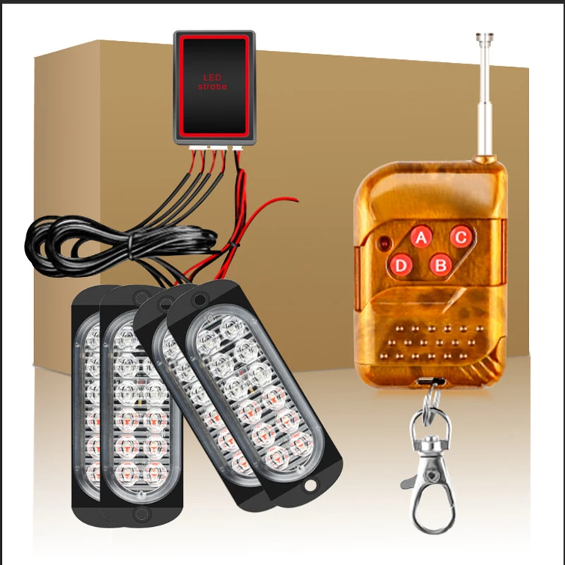 

48 LED Strobe Light Wireless Car Emergency Flashing Light Car LED 12V Trailer Truck Strobos Police Warning Light Auto Diode Lamp