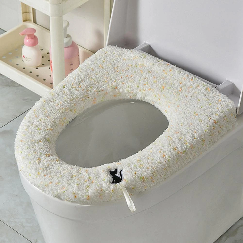 naast koffer Oppervlakkig Nuttig Comfortabele Rekbare Leuke Kat Borduurwerk Wc Cover Mat Wasbare  Toilet Seat Mat Badkamer Accessoires| | - AliExpress