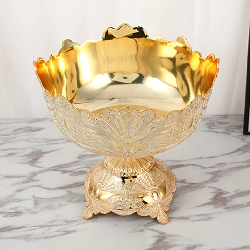 PEANDIM Gold Serving Tray Luxury Fruit Tray Hotel Table Decoration Dessert Snack Bowl Plate Home Kitchen Storage Organization 2