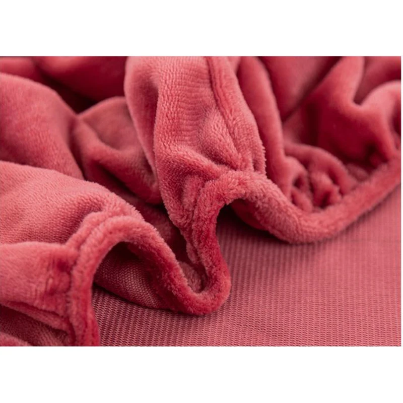 WOSTAR Winter warm velvet elastic fitted sheet mattress cover coral fleece bedspread bed linen double bed protector king size 2