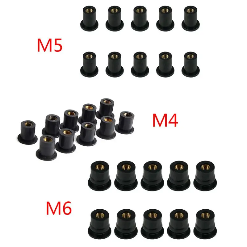 

10Pcs M6 Rubber Well Blind Fastener Windscreen Windshield FairingCowl