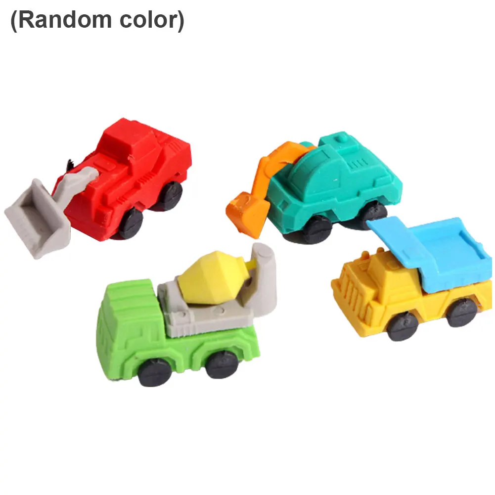 

4pcs Gift Soft Random Color Rubber Eraser Correction Student Stationery Engineering Truck School Office Durable Mini Children