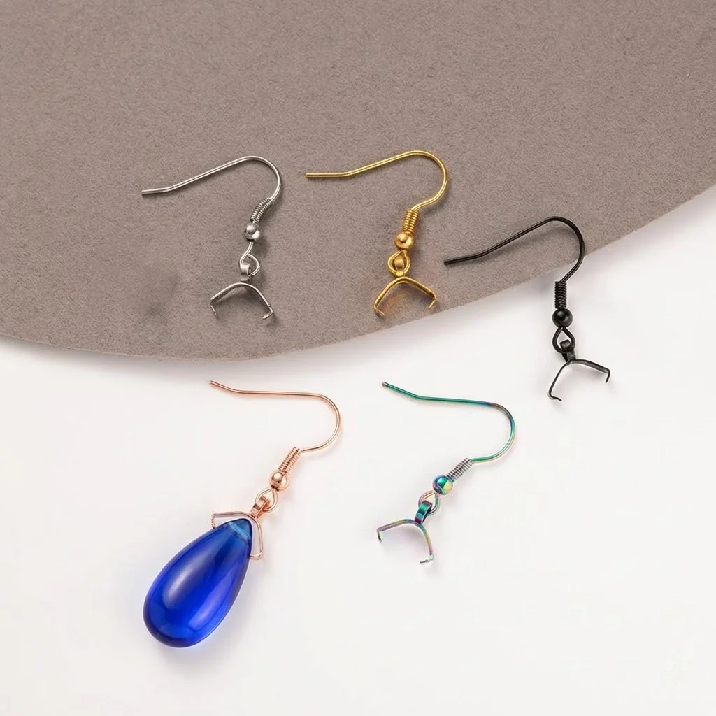 10/20 Stück Edelstahl-Ohrhaken mit Klemmbügel für DIY baumelnde Ohrringe, Verschlüsse, Schmuckherstellung, Zubehör, Beschläge, Zubehör
