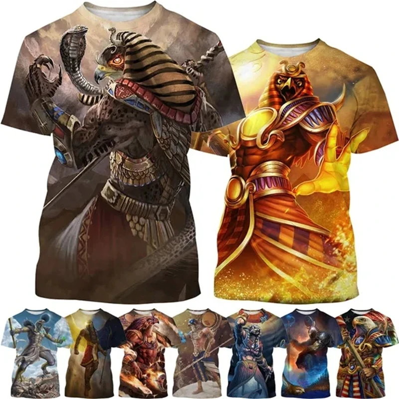 

Ancient Egyptian Mythology Sun God Ra 3D Print Men's Short-Sleeved T-Shirt Summer Fashion Casual Ancient Egyptian God Ra Tshirt