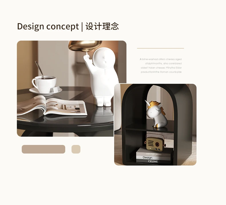 Small Round Coffee Table Bedroom Bedside Luxury High-end Sofa Edge Center Tables for Living Room Furniture for Home 쇼파사이드테이블
